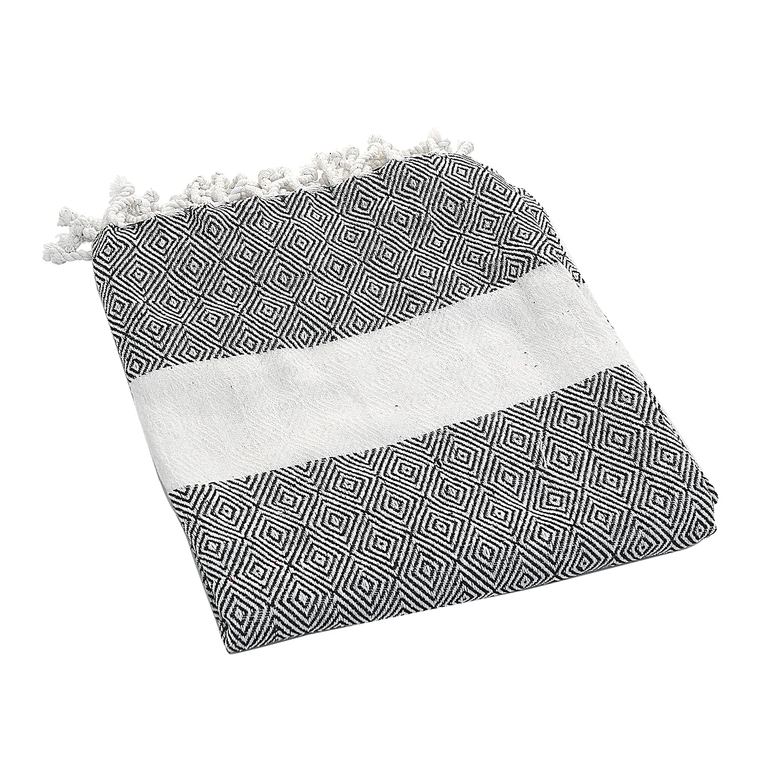 Black Diamond Pattern Cotton Woven Throw Blanket