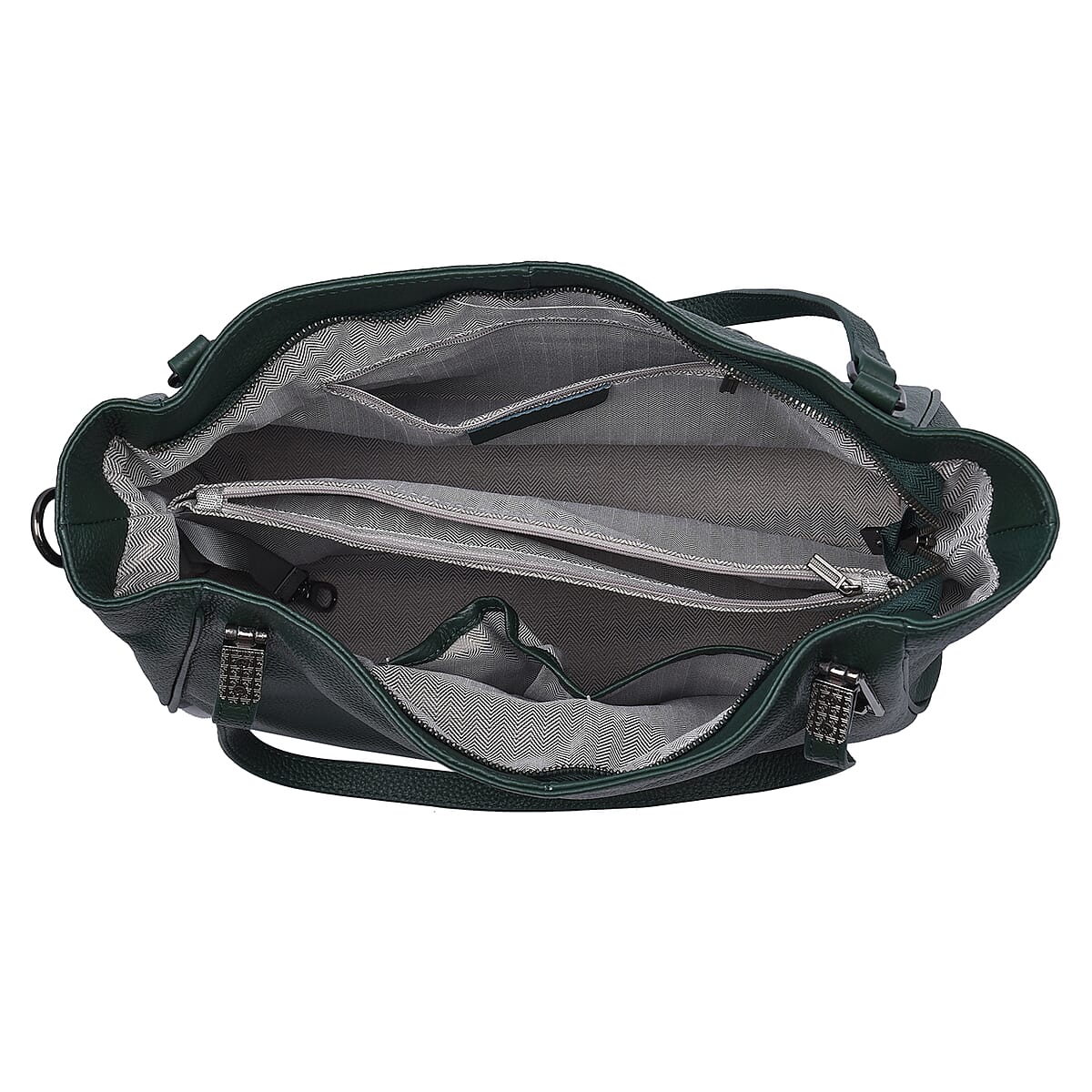 Green Genuine Leather Tote Bag with Handle and Shoulder Straps image number 5