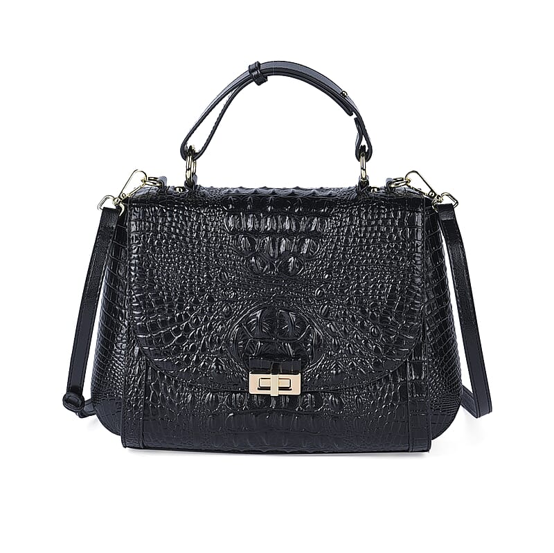 La Marey Black Genuine Leather Crossbody Bag