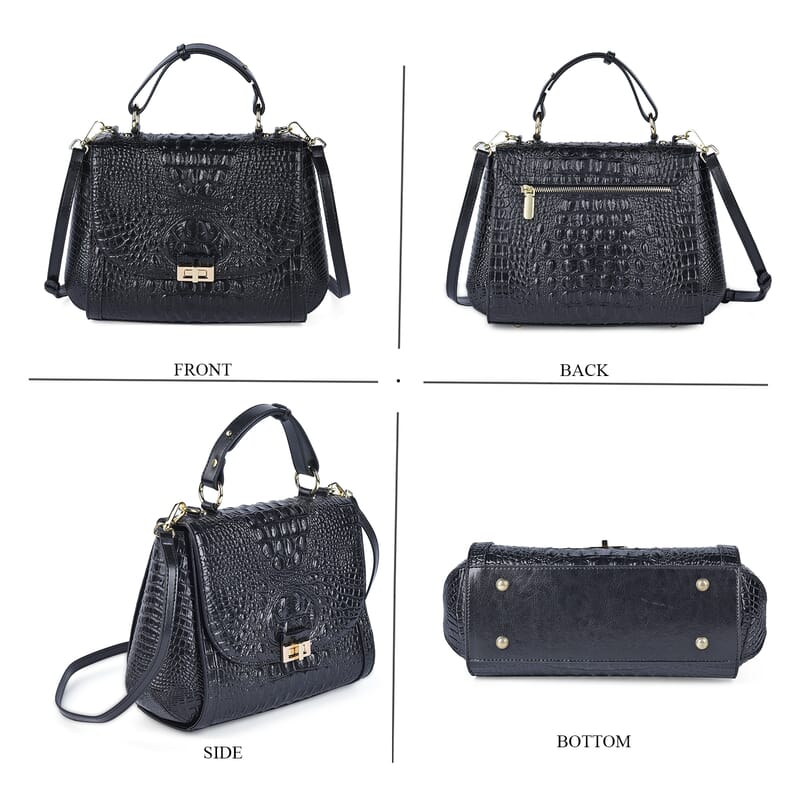 La Marey Black Genuine Leather Crossbody Bag