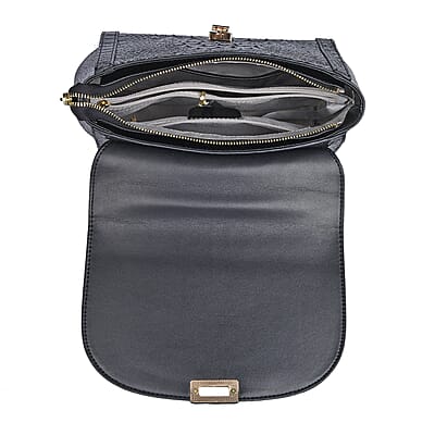 La Marey Black Genuine Leather Crossbody Bag