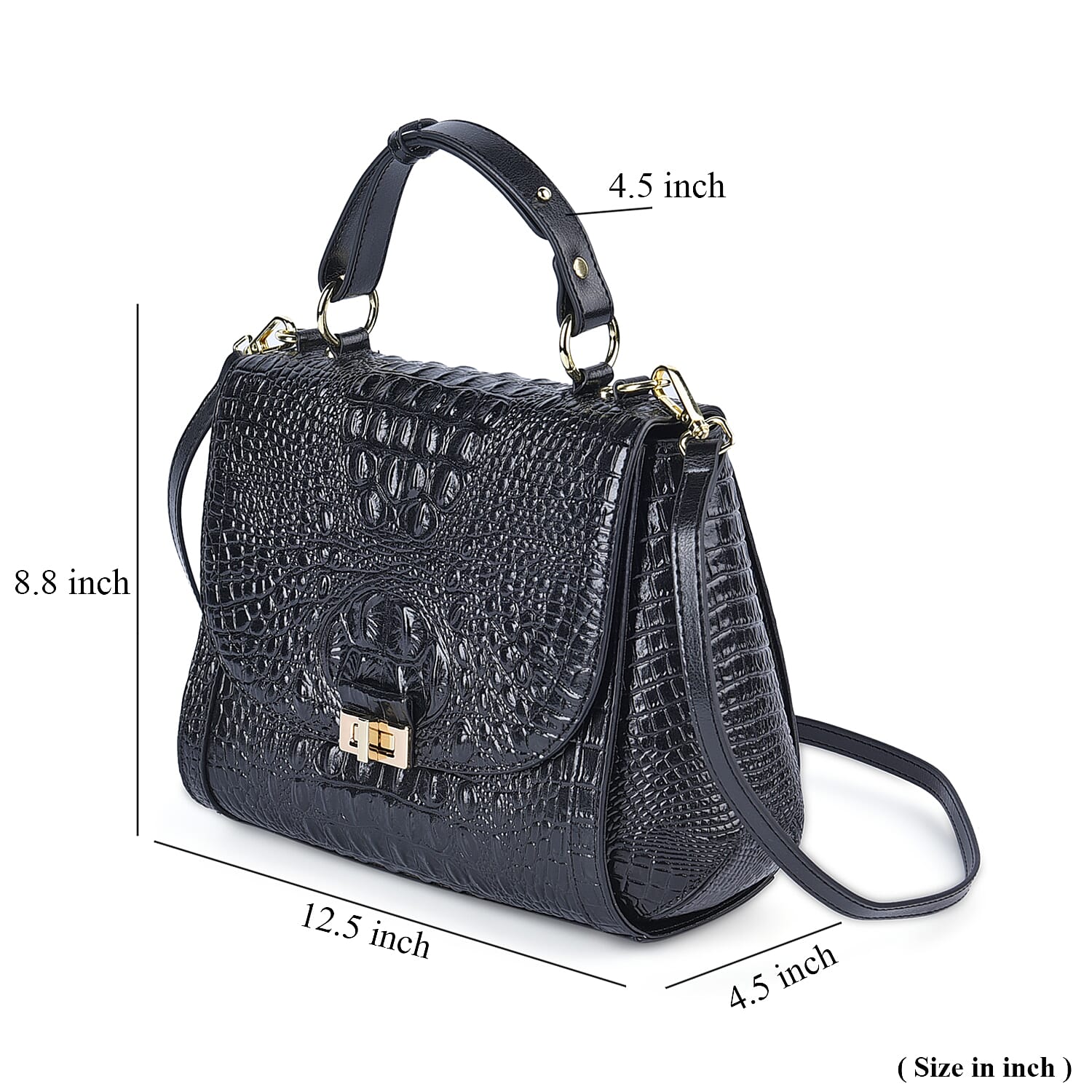 Buy Black Embossed Crocodile Pattern Adjustable and