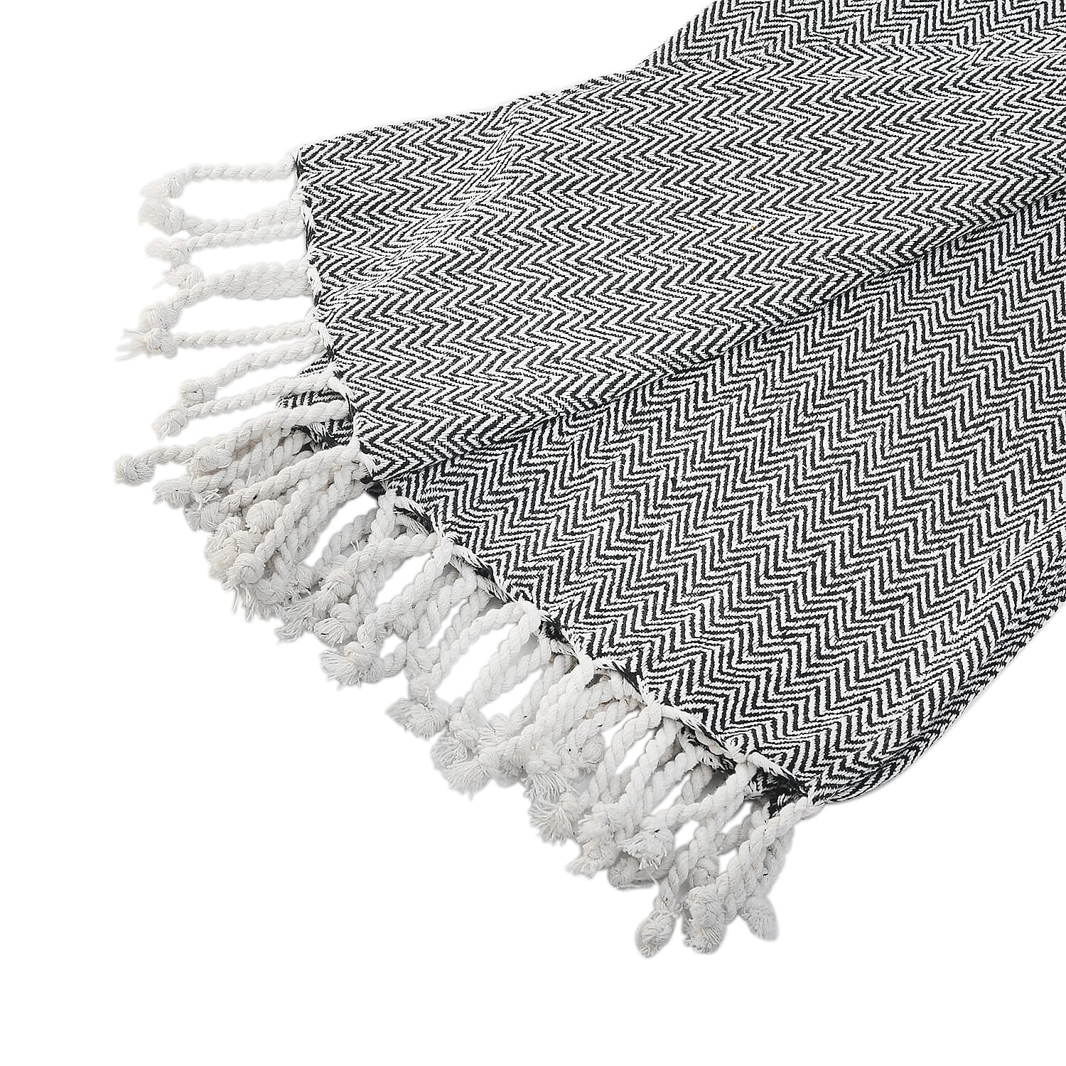 Black Chevron Pattern Cotton Woven Throw Blanket