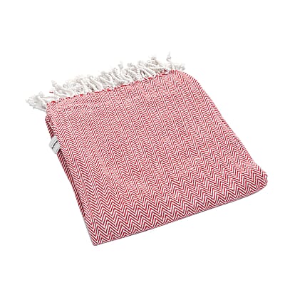 Red Chevron Pattern Cotton Woven Throw Blanket