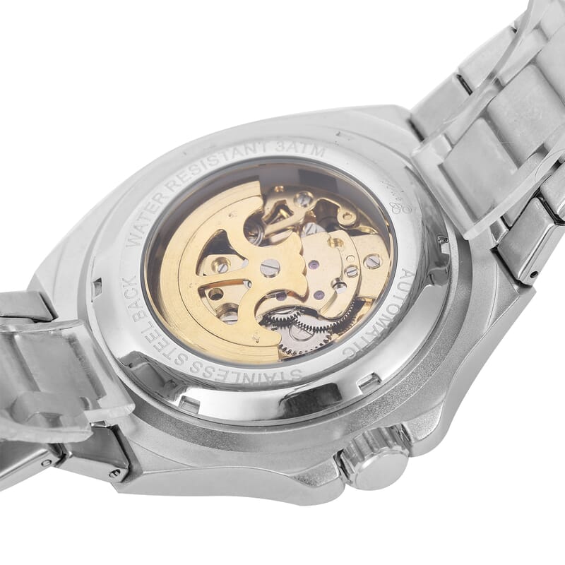 Genoa Automatic Mechanical Movement Octagonal Dial Watch in ION Plated Black Stainless Steel Strap (46mm)