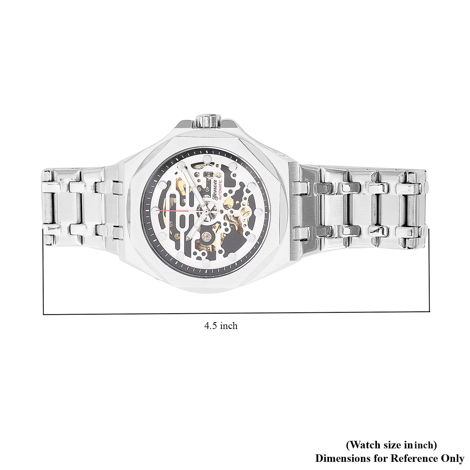Genoa Automatic Mechanical Movement Octagonal Dial Watch in ION Plated Black Stainless Steel Strap (46mm)