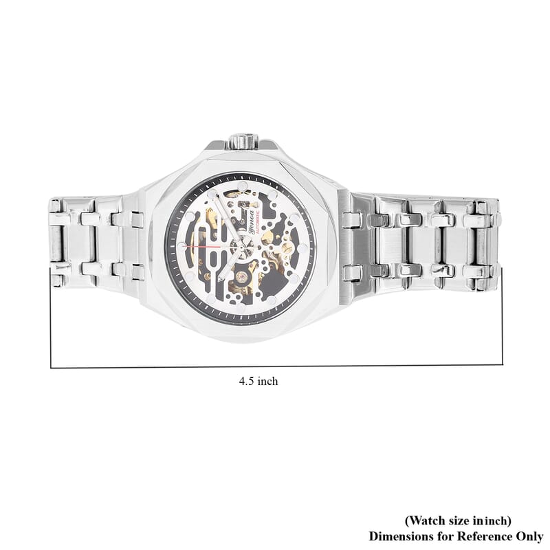 Genoa Automatic Mechanical Movement Octagonal Dial Watch in ION Plated Black Stainless Steel Strap (46mm)