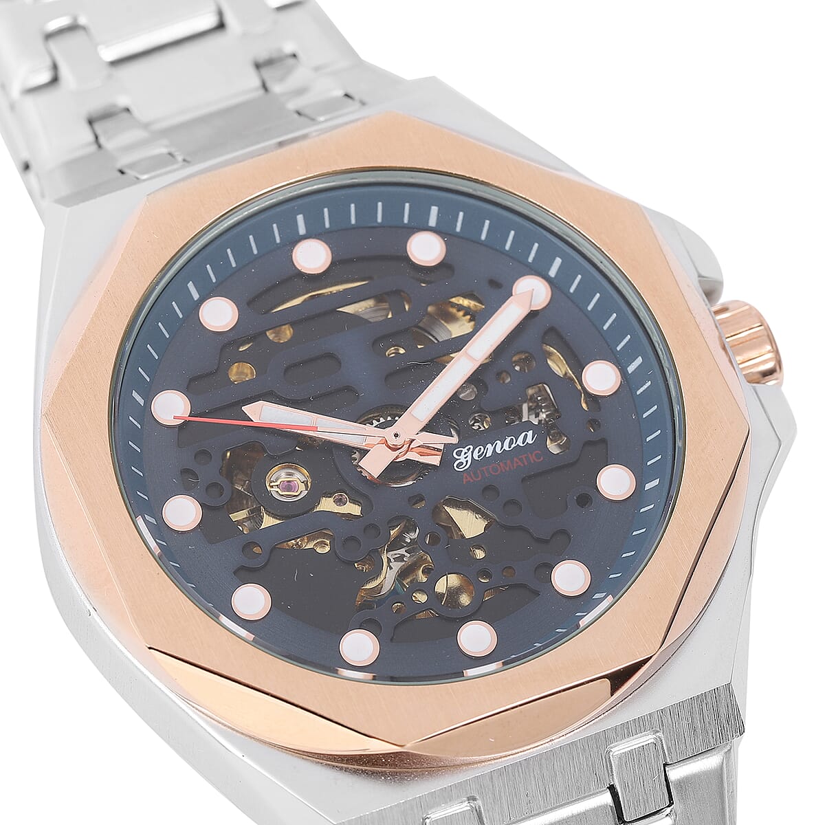 Genoa Automatic Mechanical Movement Octagonal Dial Watch in Stainless Steel Strap (46mm) image number 3
