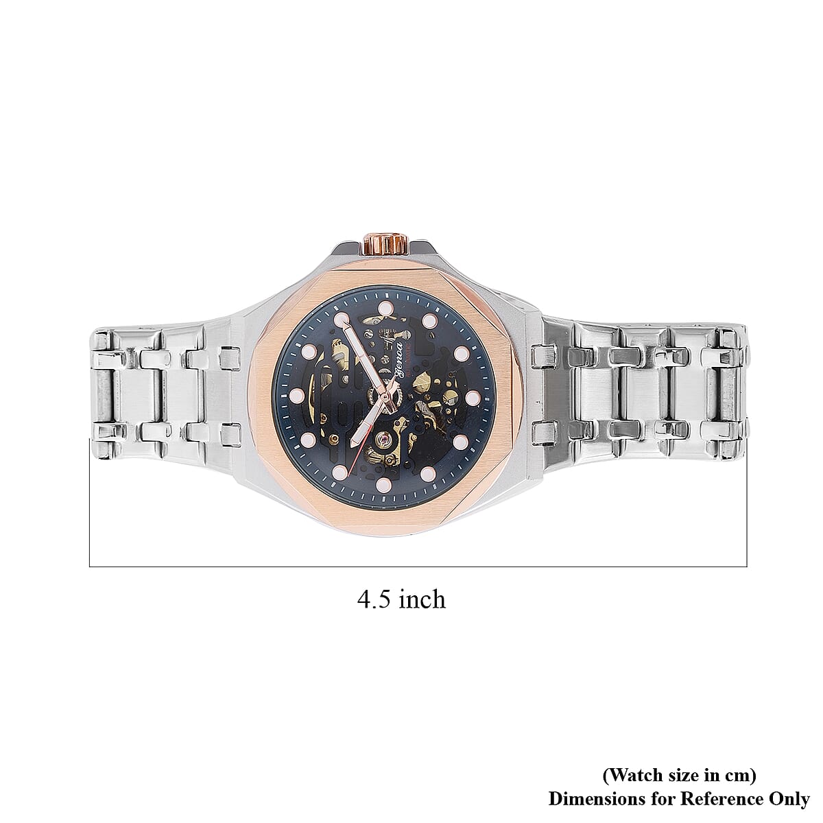 Genoa Automatic Mechanical Movement Octagonal Dial Watch in Stainless Steel Strap (46mm) image number 6