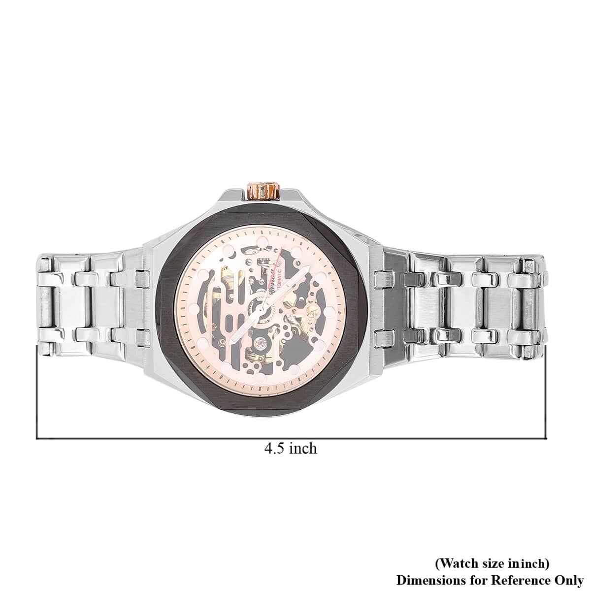 Genoa Automatic Mechanical Movement Octagonal Dial Watch in Stainless Steel Strap (46mm) image number 6