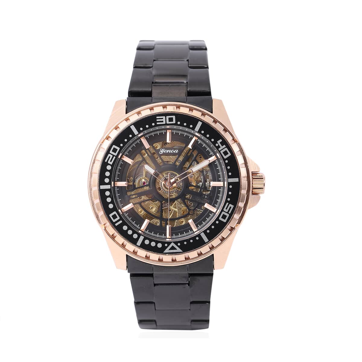 GENOA Automatic Mechanical Movement Watch in ION Plated Black Stainless Steel Strap (46mm) image number 0