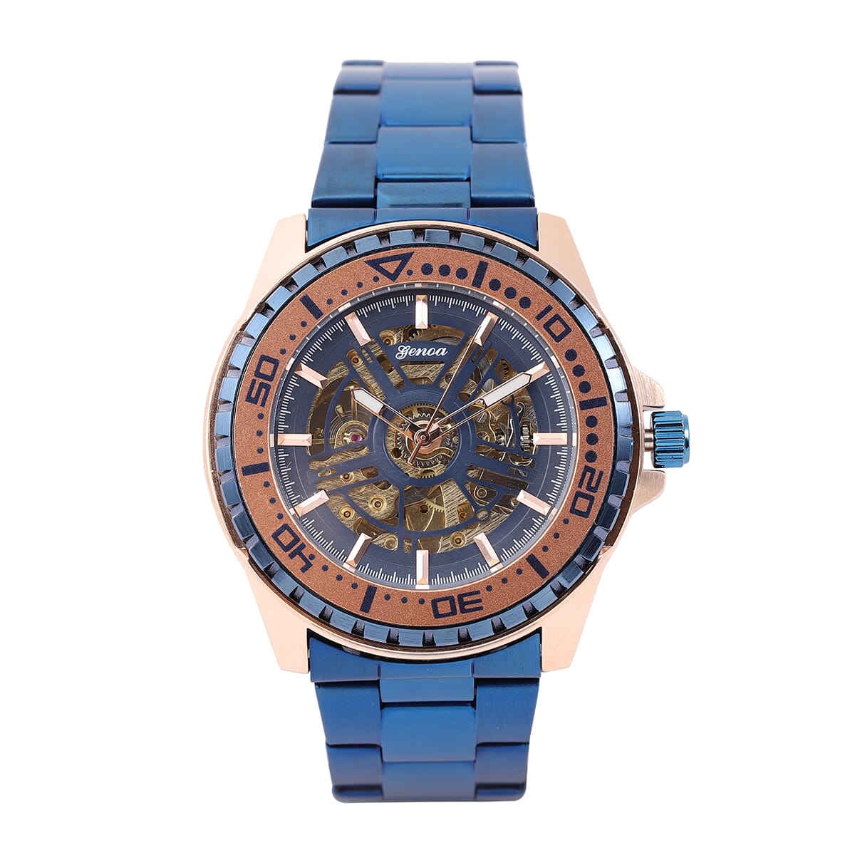 Genoa Automatic Mechanical Movement Watch in ION Plated Blue Stainless Steel Strap (46mm) image number 0