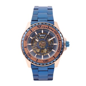 Genoa Automatic Mechanical Movement Watch in ION Plated Blue Stainless Steel Strap (46mm)