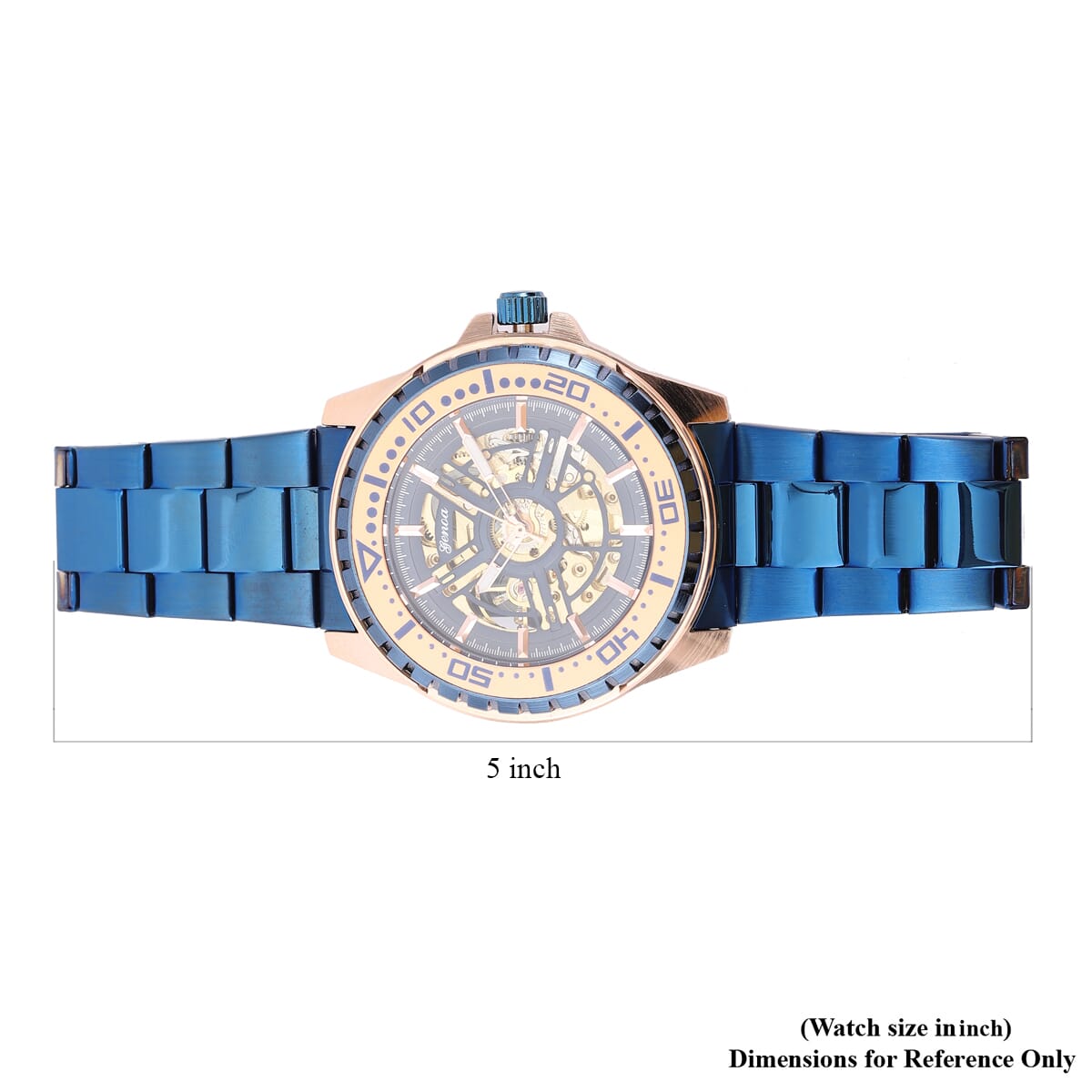 Genoa Automatic Mechanical Movement Watch in ION Plated Blue Stainless Steel Strap (46mm) image number 5