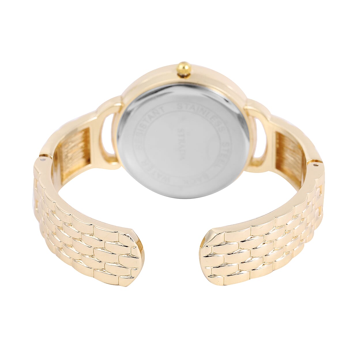 Strada Japanese Movement Bangle Watch with Black Dial in Goldtone (6.5-7.0In) image number 5