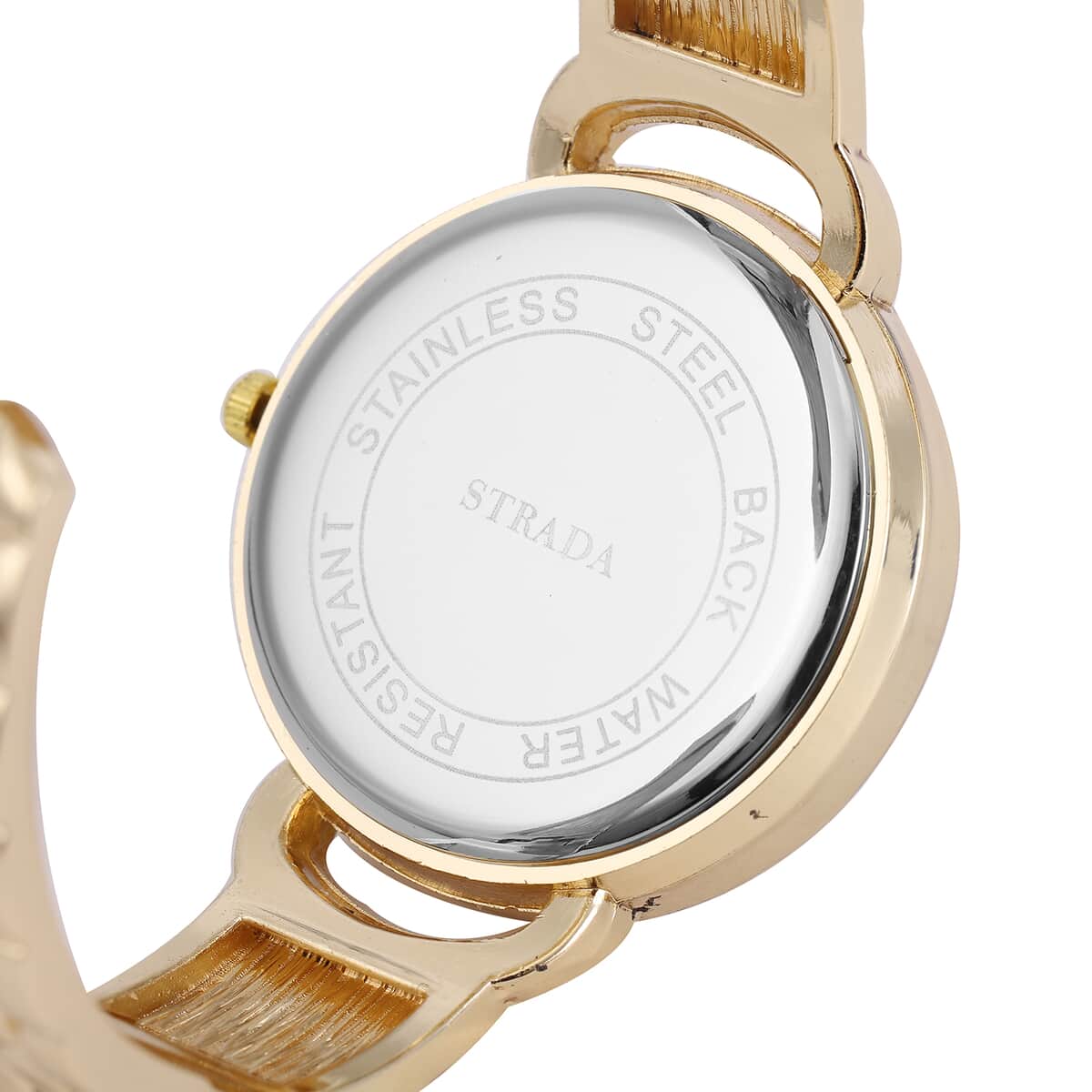 STRADA Japanese Movement Bangle Watch with Black Dial in Goldtone (6.5-7.0In) image number 6