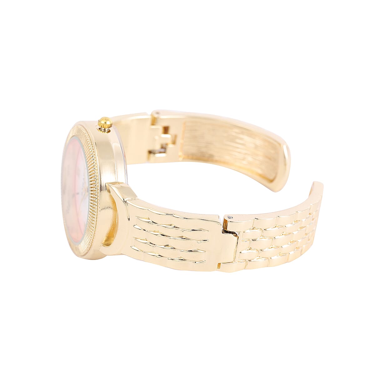 Strada Japanese Movement Bangle Watch with Pink Dial in Goldtone (6.5-7.0In) image number 4