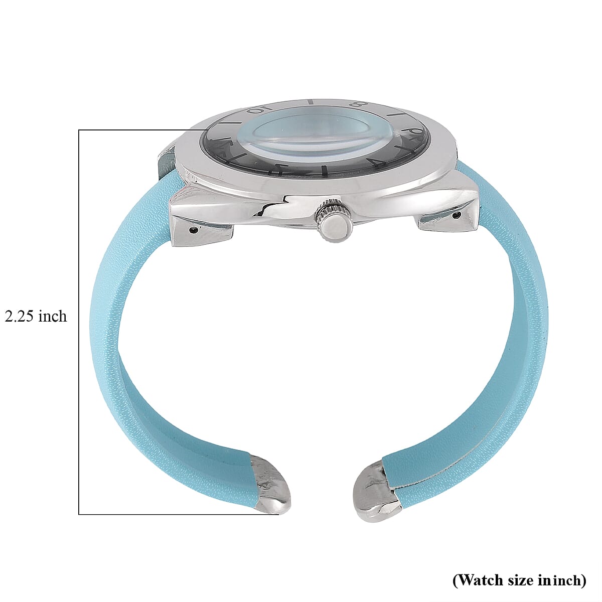 Strada Japanese Movement Green Dial Cuff Bracelet Watch with Green Faux Leather & Silvertone Strap (6-6.5 In) image number 6