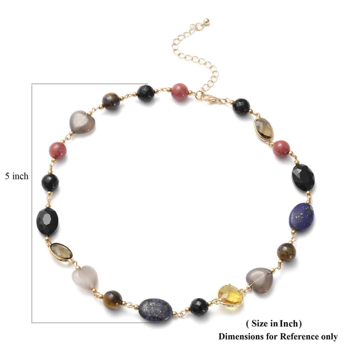Multi Gemstone, Simulated Multi Color Glass and Resin Station Necklace 17.5-20.5 Inches in Goldtone image number 4