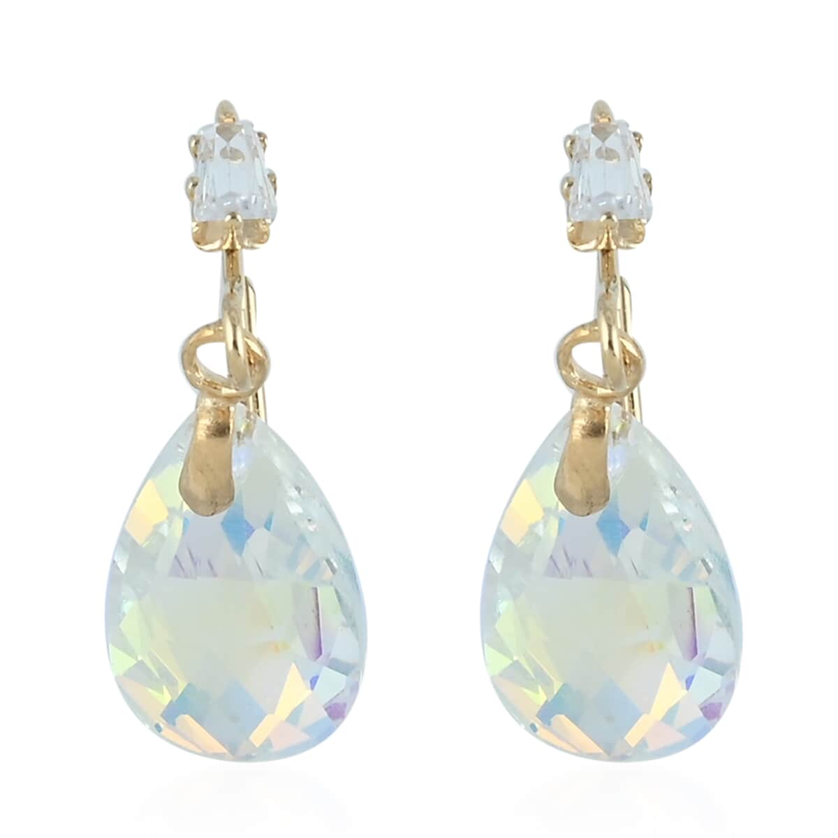 Simulated Diamond and White Mystic Color Topaz Drop Earrings in 14K YG Over Sterling Silver image number 0
