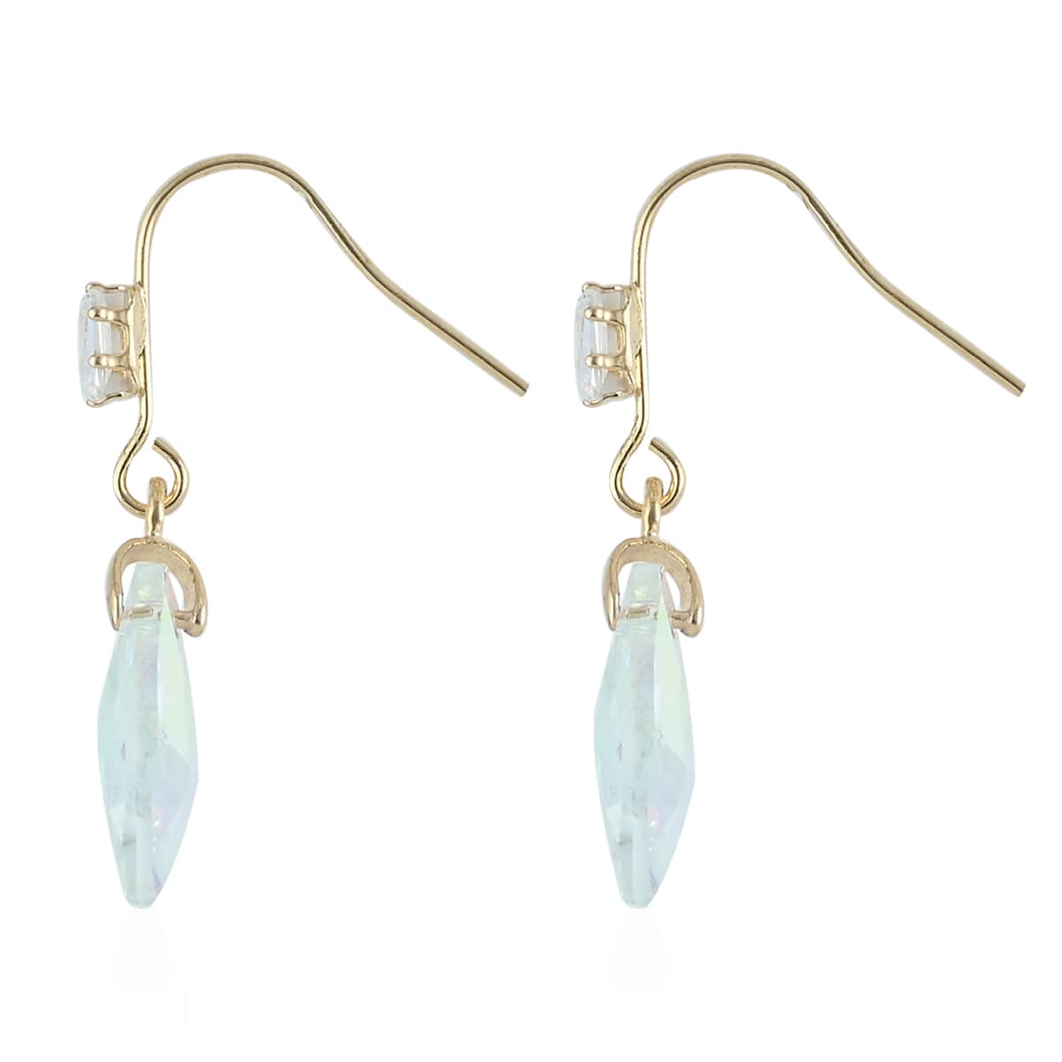 Simulated Diamond and White Mystic Color Topaz Drop Earrings in 14K YG Over Sterling Silver image number 2