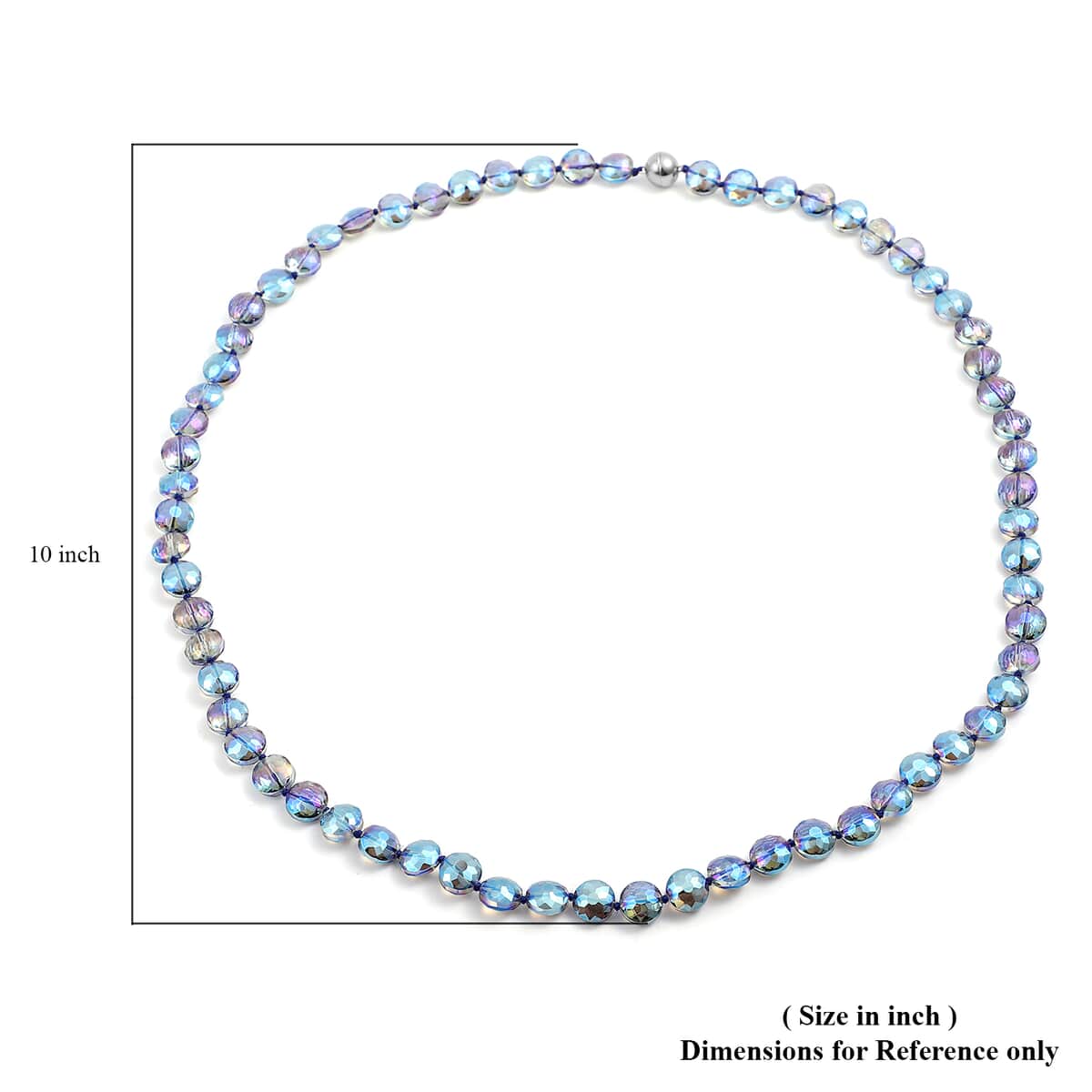 Simulated Blue Magic Color Topaz 12 mm Beaded Necklace (36 Inches) in Silvertone image number 4