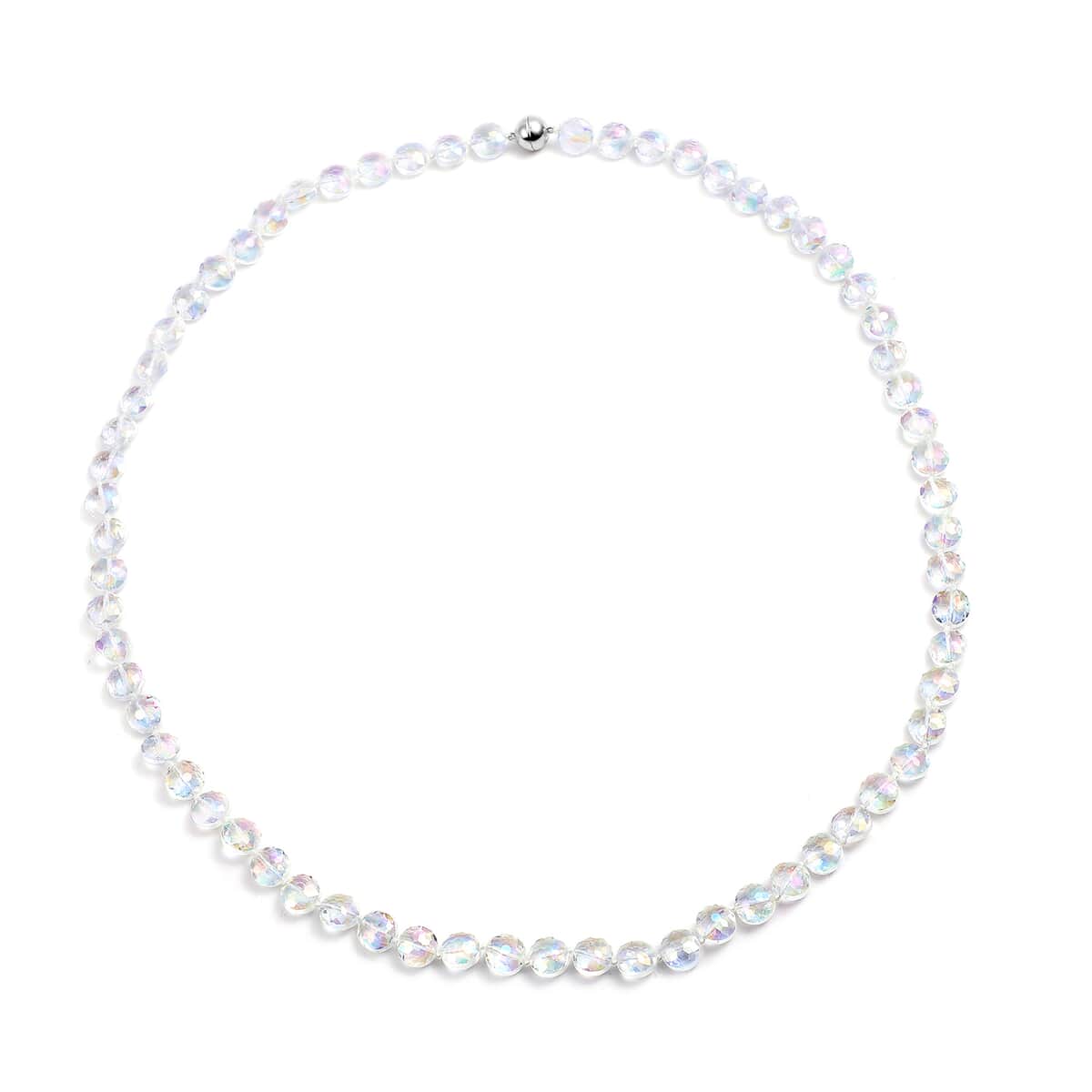 Simulated White Mystic Color Topaz Beaded Necklace (36 Inches) in Silvertone image number 0