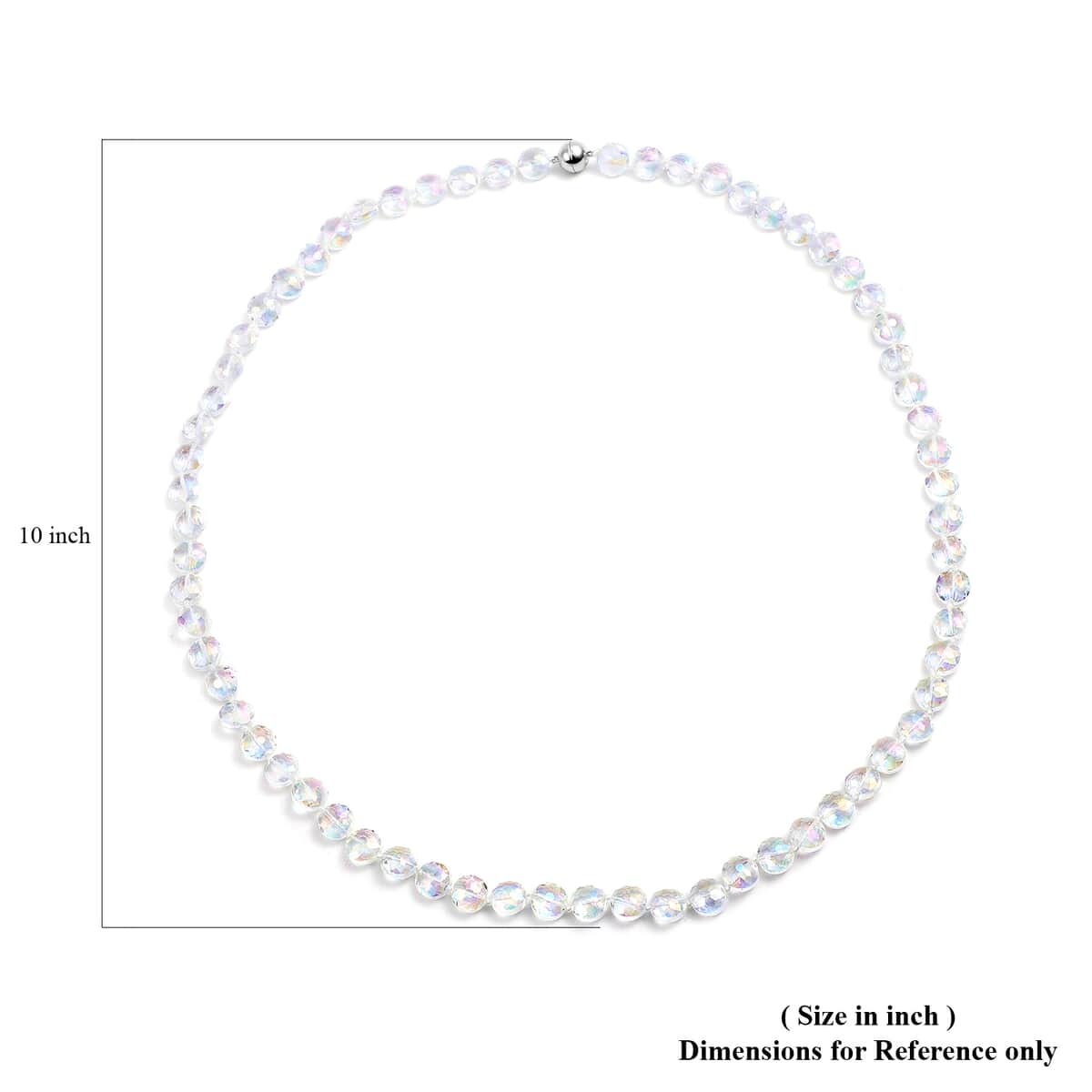 Simulated White Mystic Color Topaz Beaded Necklace (36 Inches) in Silvertone image number 4