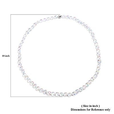 Simulated White Mystic Color Topaz Beaded Necklace (36 Inches) in Silvertone