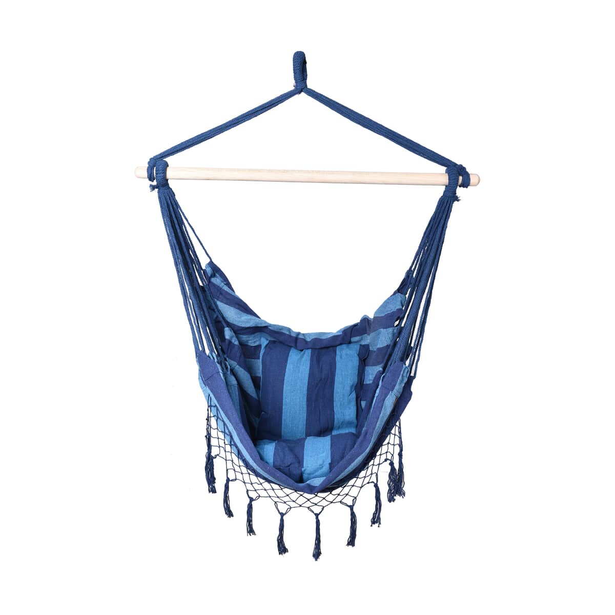 Blue Hanging Rope Hammock Chair with 2 Seat Cushions Included image number 0