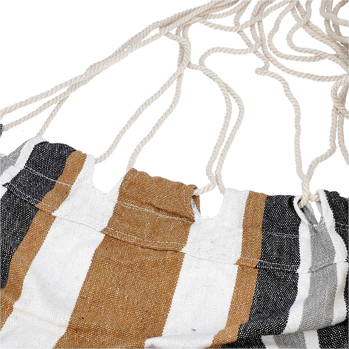 White Hanging Rope Hammock Chair with 2 Seat Cushions Included image number 6