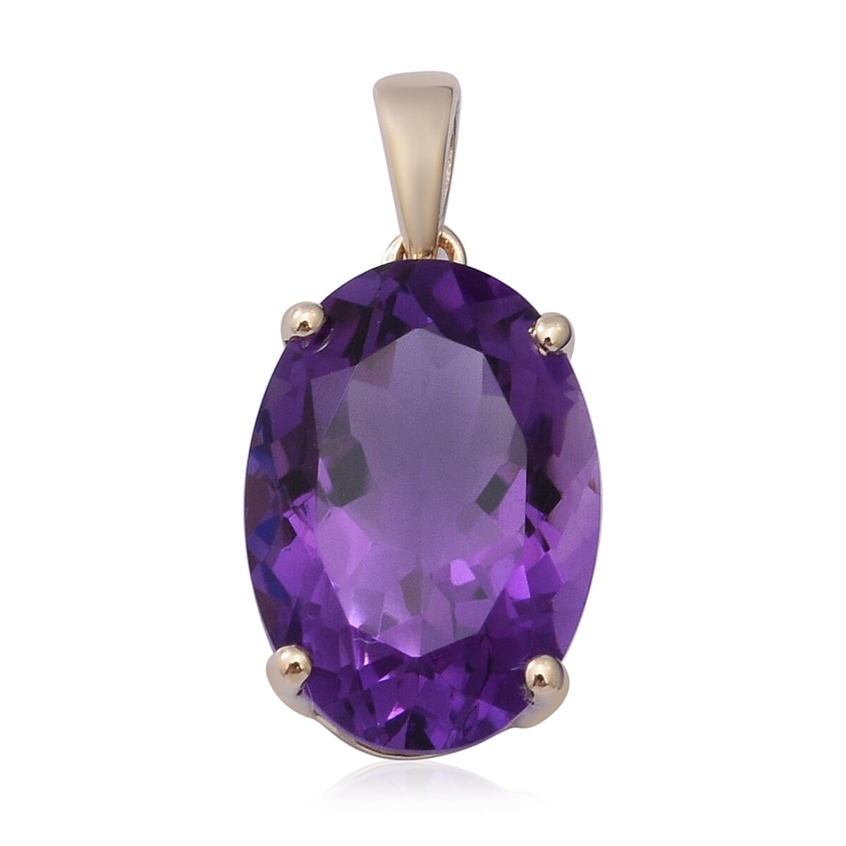 Luxoro 10K Yellow Gold Premium Lusaka Amethyst Solitaire Pendant 5.75 ctw