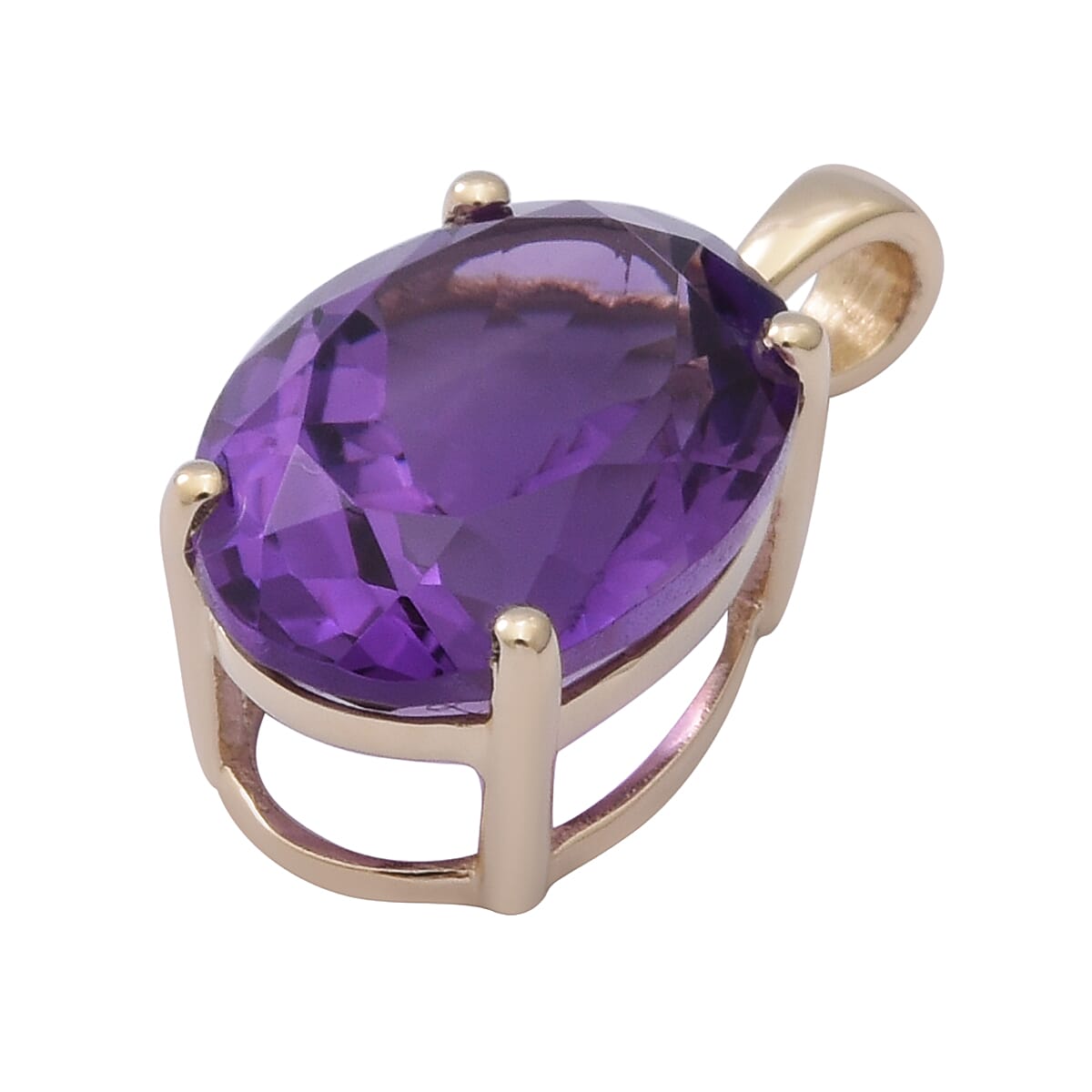 Luxoro 10K Yellow Gold Premium Lusaka Amethyst Solitaire Pendant 5.75 ctw
