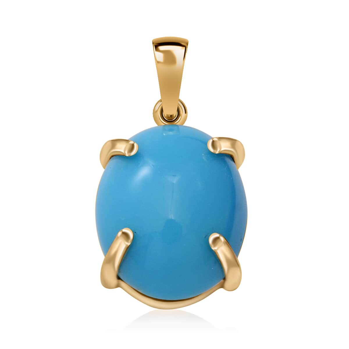 Luxoro 10K Yellow Gold Premium Sleeping Beauty Turquoise Solitaire Pendant 3.25 ctw image number 0