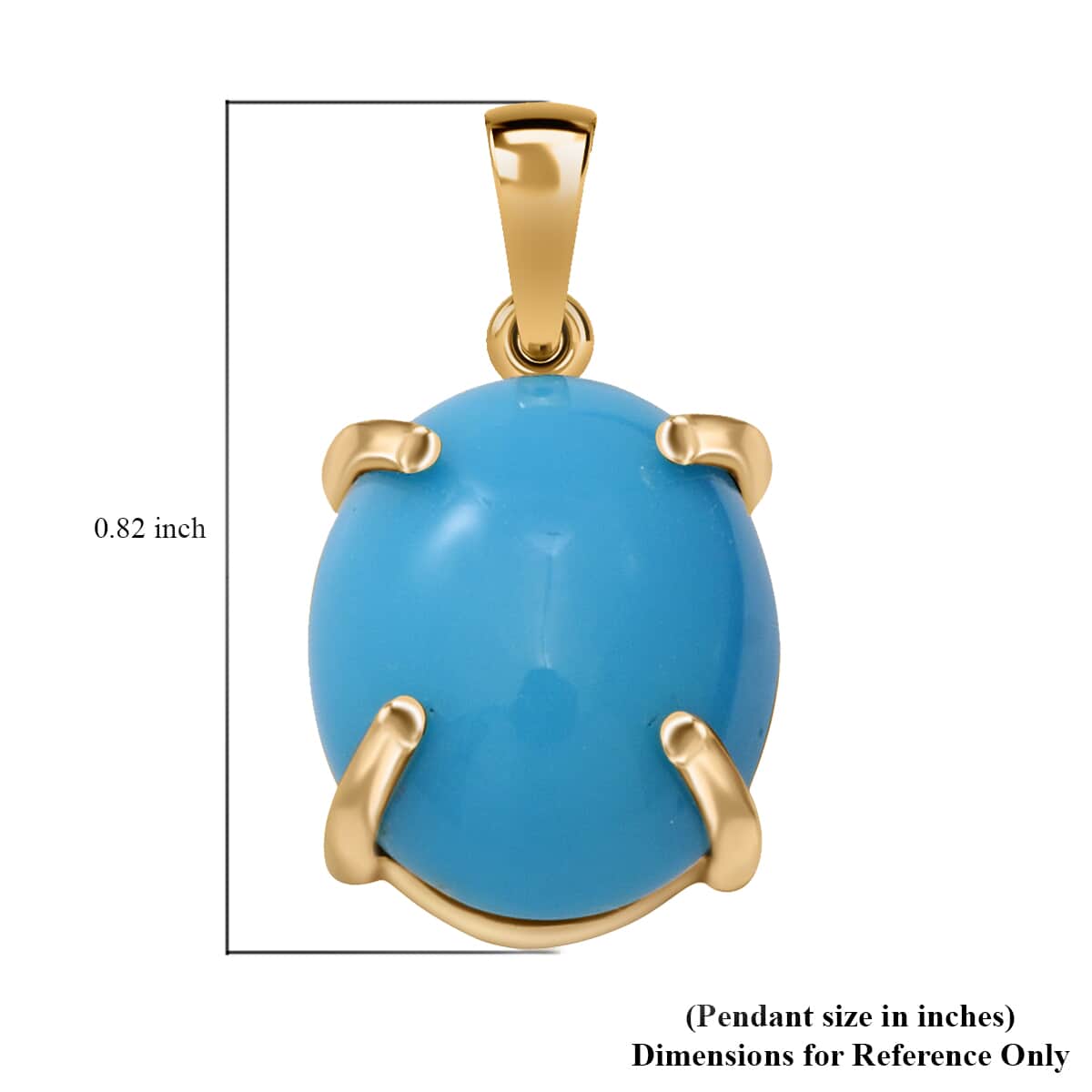 Luxoro 10K Yellow Gold Premium Sleeping Beauty Turquoise Solitaire Pendant 3.25 ctw image number 3