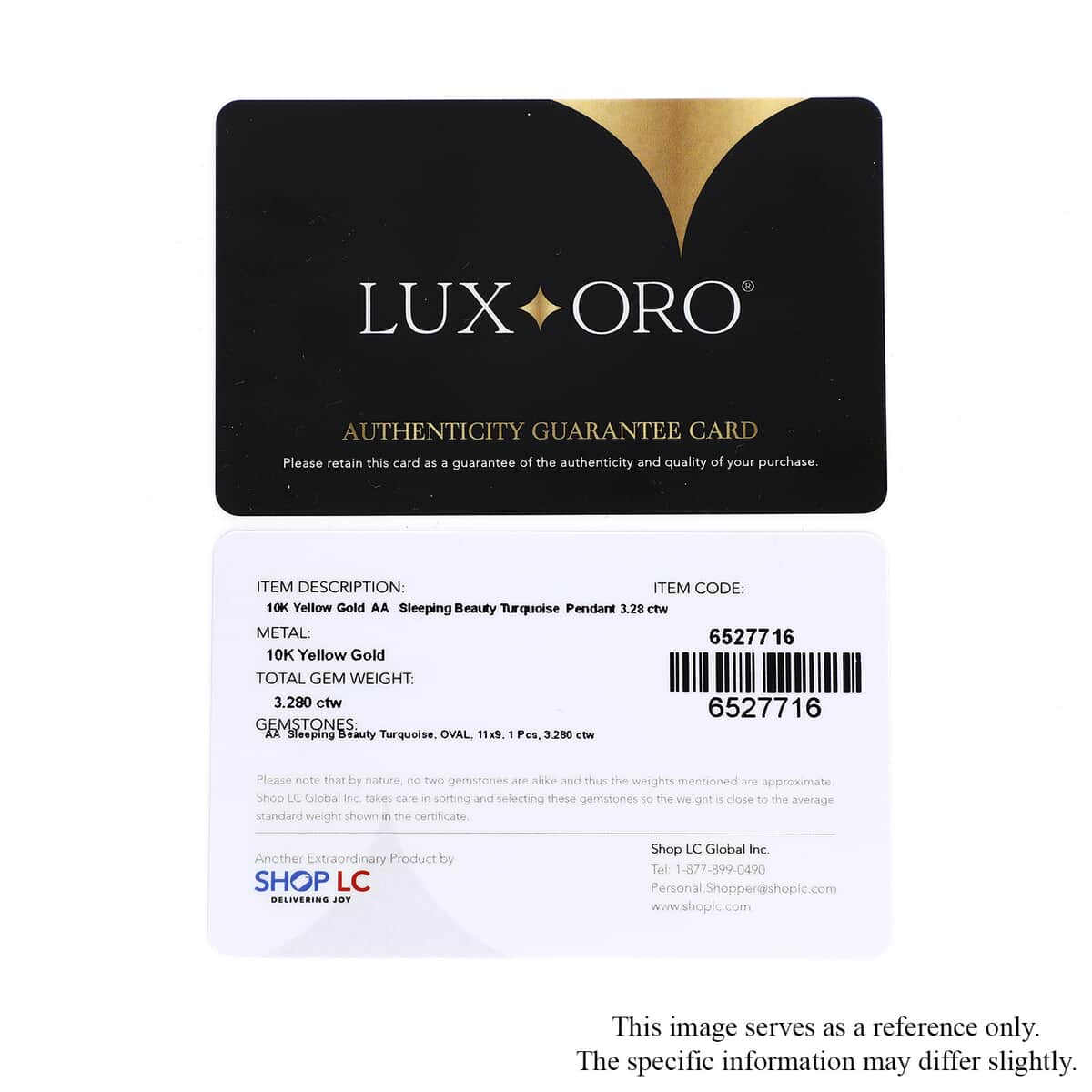 Luxoro 10K Yellow Gold Premium Sleeping Beauty Turquoise Solitaire Pendant 3.25 ctw image number 4