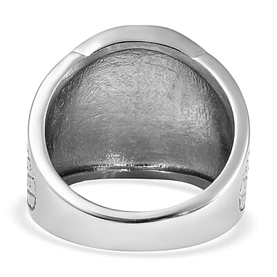 Red and White Austrian Crystal American National Flag Pattern Ring in Stainless Steel (Size 6.0)
