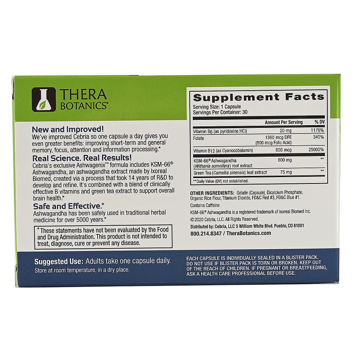 Thera Botanics Cebria Ultra Blend Memory Boost Dietary Supplement (30 Daily Capsule) image number 4
