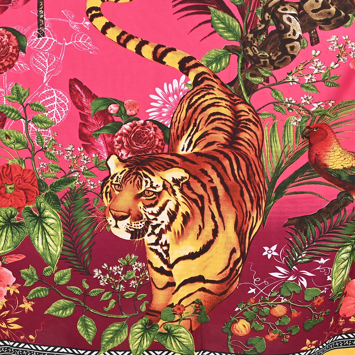 Winlar Pink Tiger Print V-Neck Long Microfiber Kaftan Dress - One Size Fits Most | Holiday Dress | Swimsuit Cover Up | Beach Cover Ups | Holiday Clothes image number 3