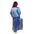 WINLAR Blue Secret Garden Print V-Neck Long Satin Kaftan - One Size Fits Most image number 1