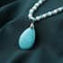 Blue Howlite and White Freshwater Pearl Beaded Necklace 18-20 Inches in Silvertone 115.00 ctw image number 1