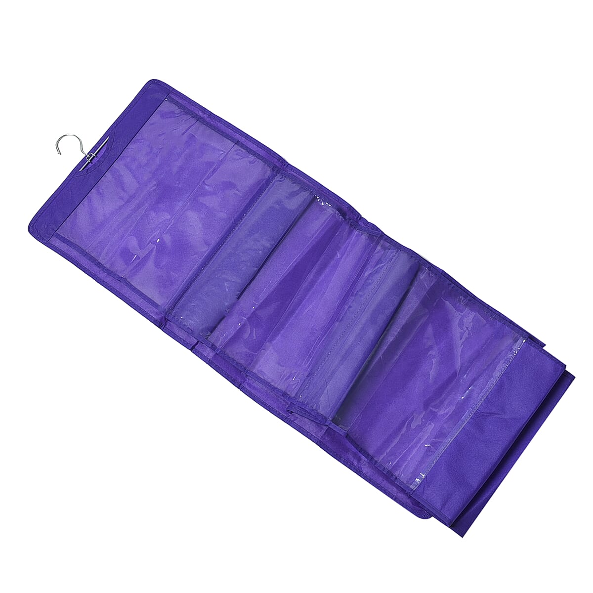Set of 3 Purple, Black and Green Non-Woven Hanging Storage Bag with Large Clear Window image number 6