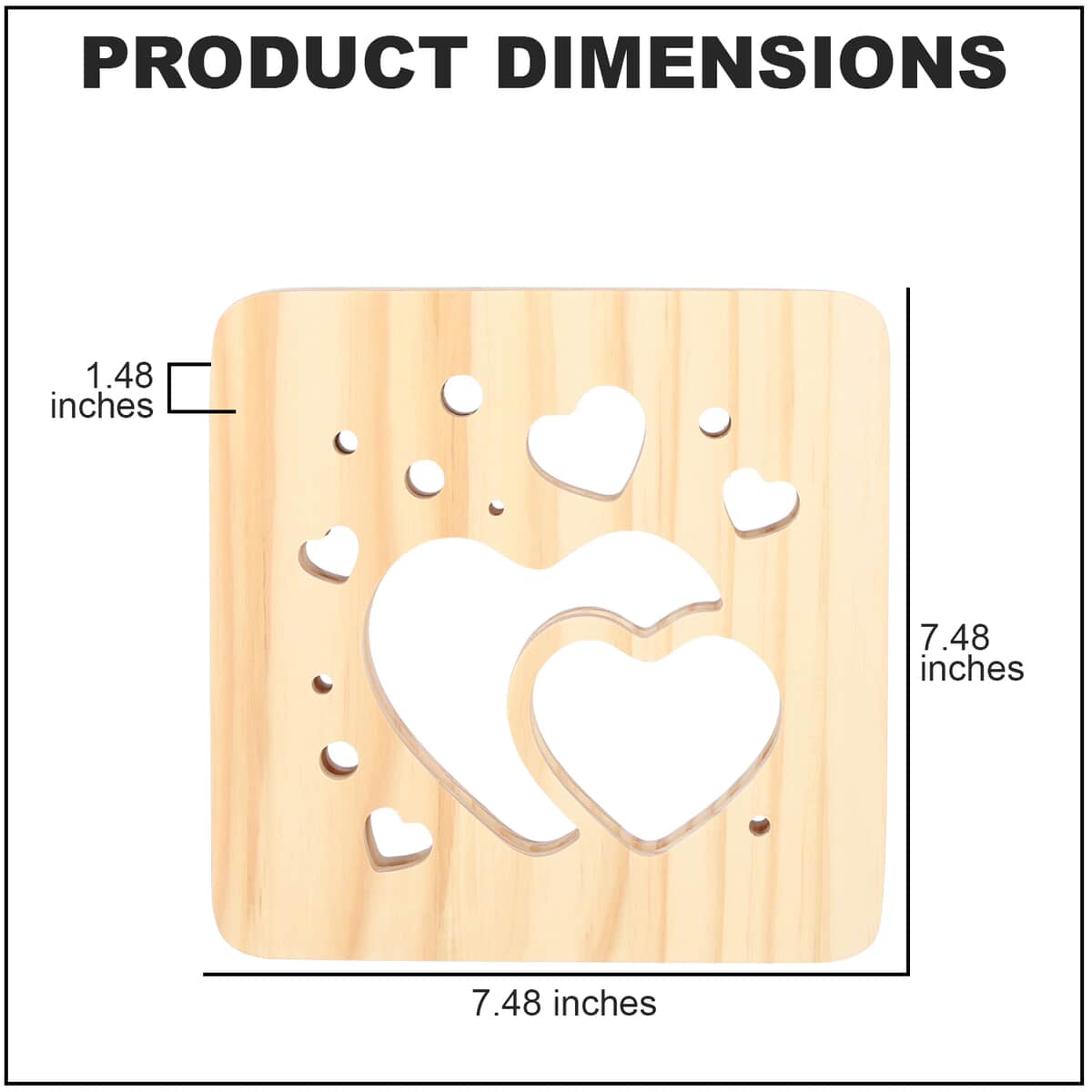 Designer Heart Cut-out 3D Wooden Light (5V/1A/2.5W) image number 3