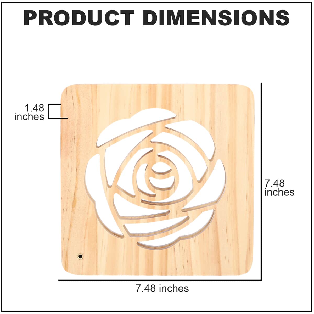 Designer Rose Cut-out 3D Wooden Light (5V/1A/2.5W) image number 3