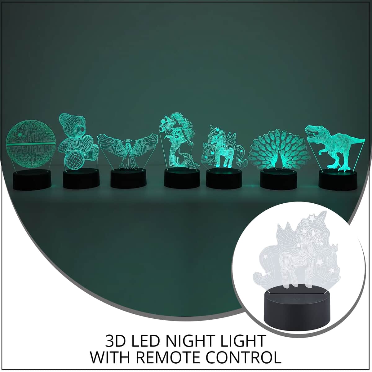 3D LED Night Light Unicorn Shape Lamp with 16 Multicolor Remote Control image number 1