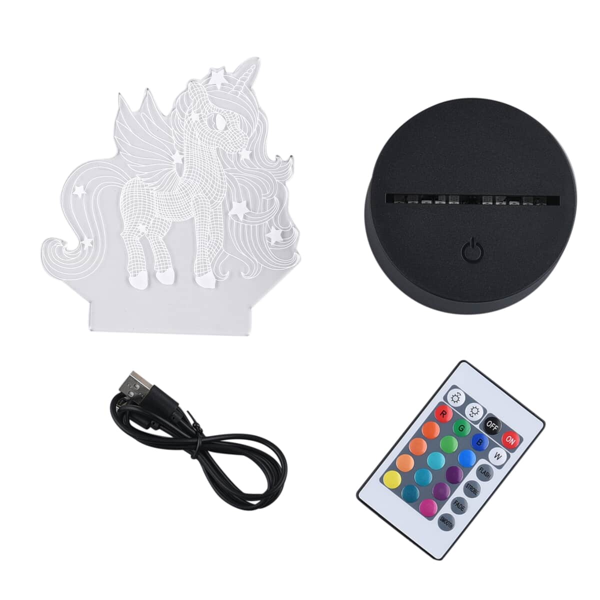 3D LED Night Light Unicorn Shape Lamp with 16 Multicolor Remote Control image number 6