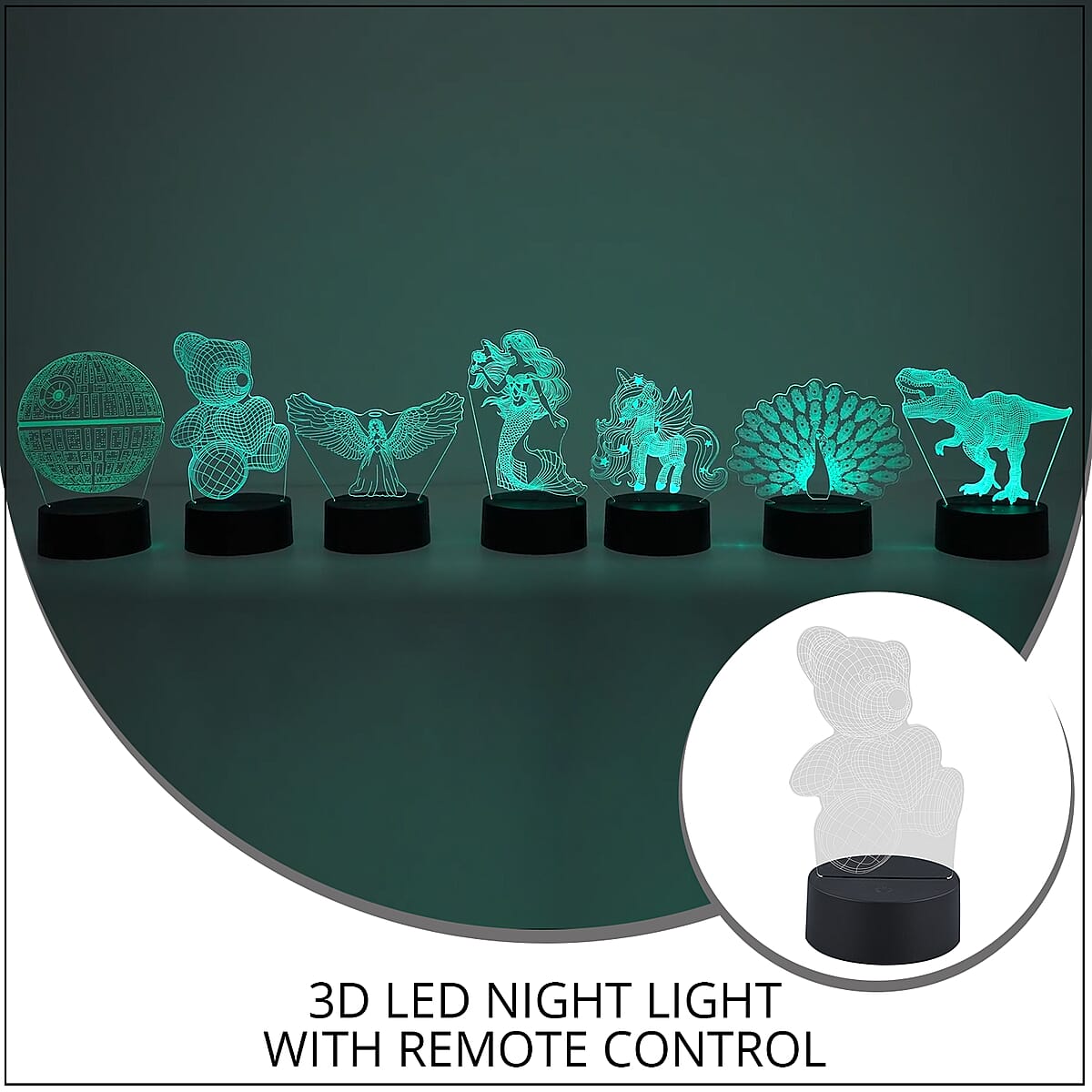 3D LED Night Light Teddy Bear Lamp with 16 Multicolor Remote Control image number 1