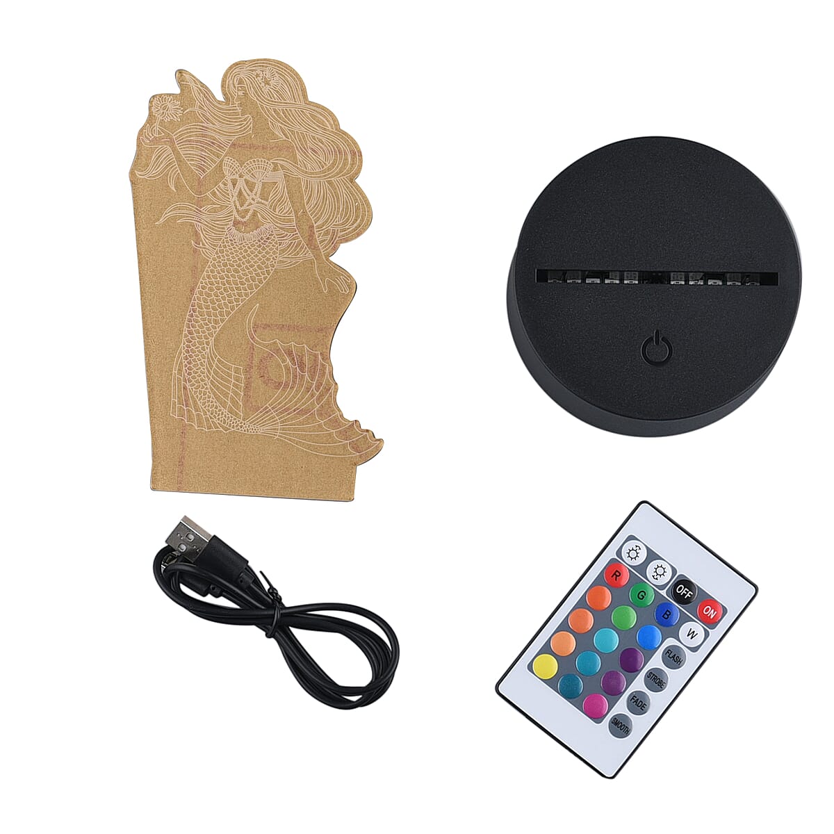 3D LED Night Light Mermaid Shape Lamp with 16 Multicolor Remote Control image number 6