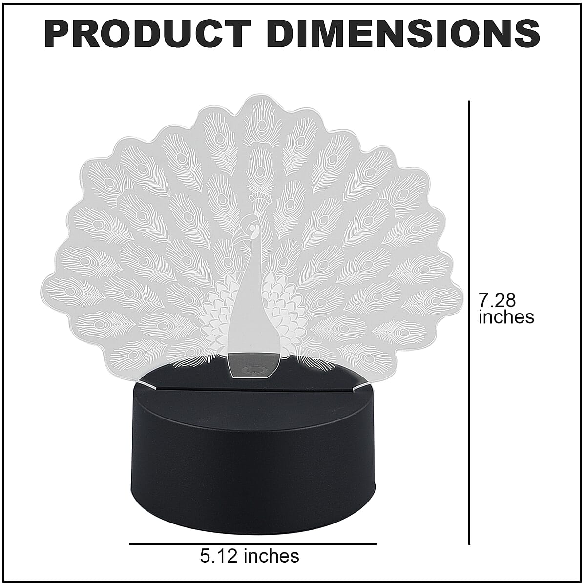 3D LED Night Light Peacock Shape Lamp with 16 Multicolor Remote Control image number 3