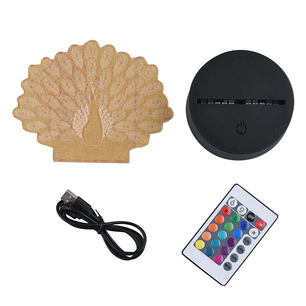 3D LED Night Light Peacock Shape Lamp with 16 Multicolor Remote Control image number 6